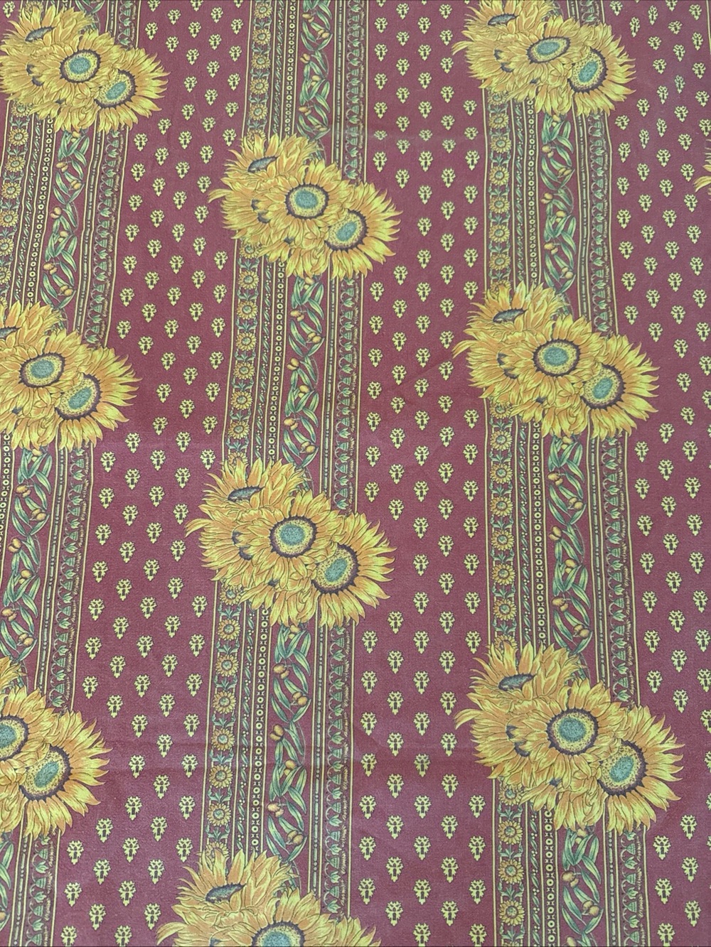Vent du Sud Tablecloth Reddish Orange W Yellow Sunflower Striped France 58 X76